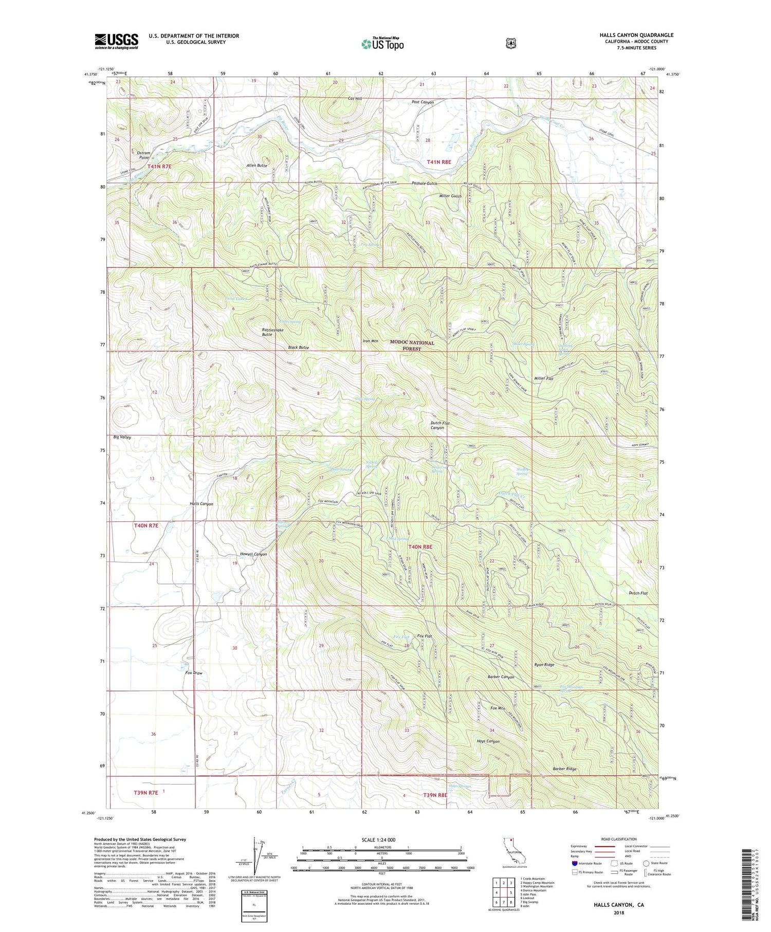 Halls Canyon California US Topo Map Image