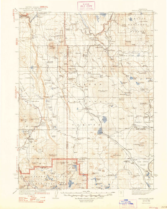 Historic 1939 Halls Flat California 30'x30' Topo Map Image