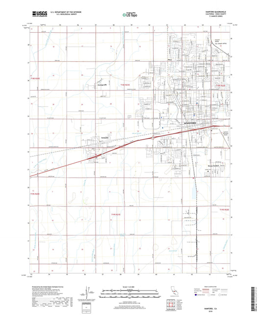 Hanford California US Topo Map Image