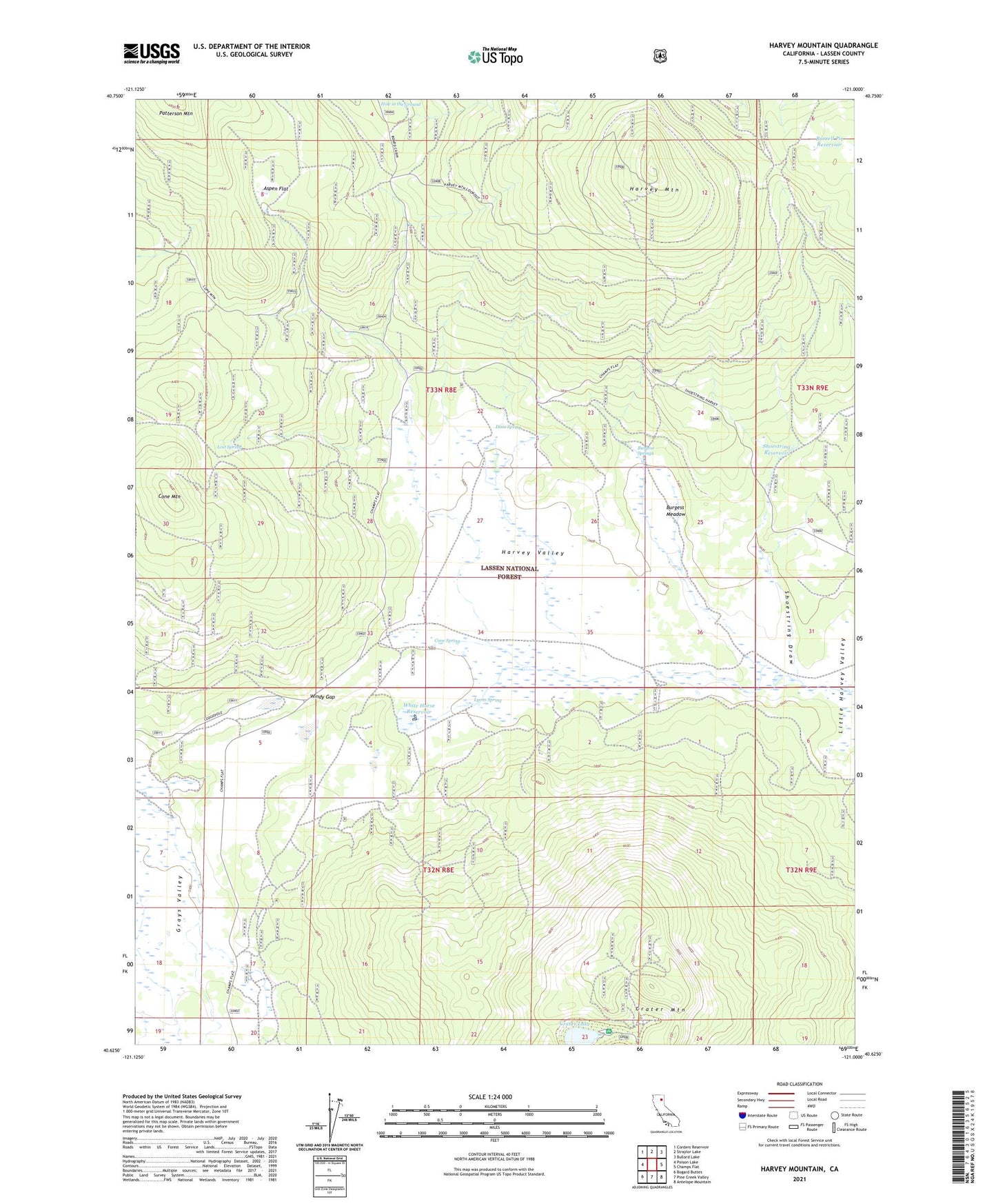 Harvey Mountain California US Topo Map Image