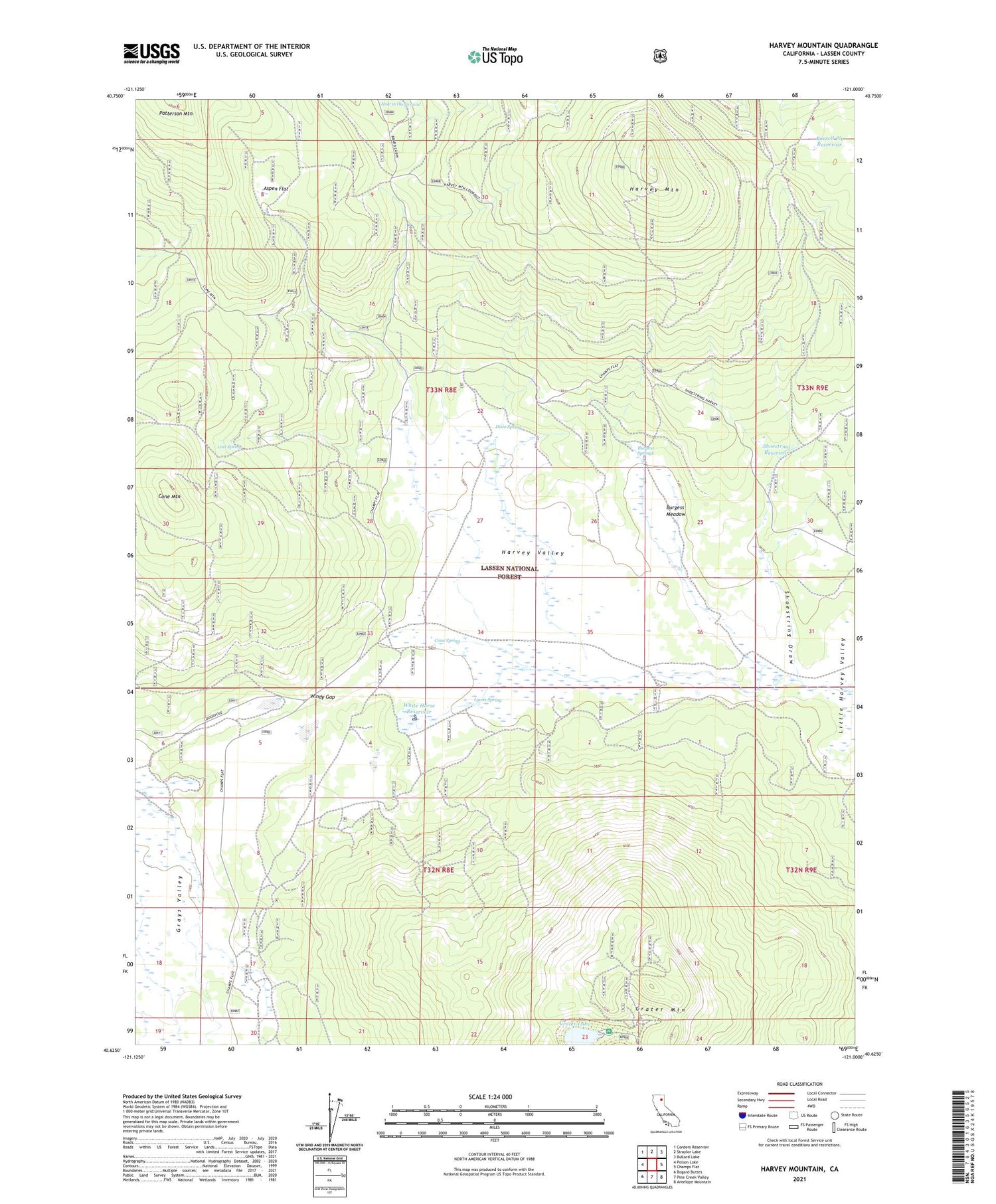 Harvey Mountain California US Topo Map Image