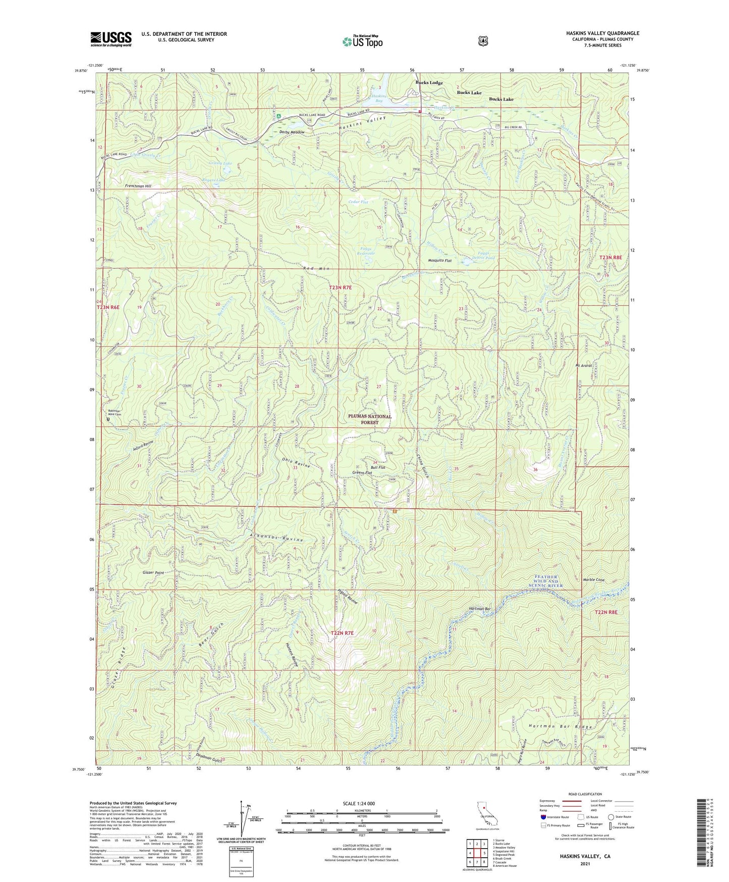 Haskins Valley California US Topo Map Image