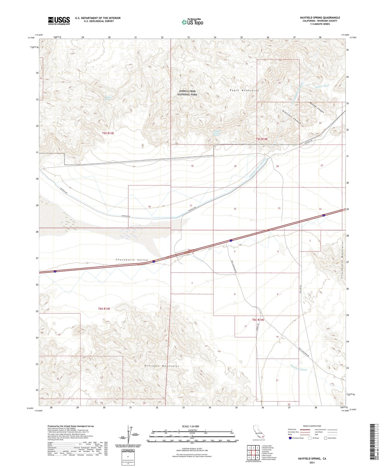 Hayfield Spring California US Topo Map Image