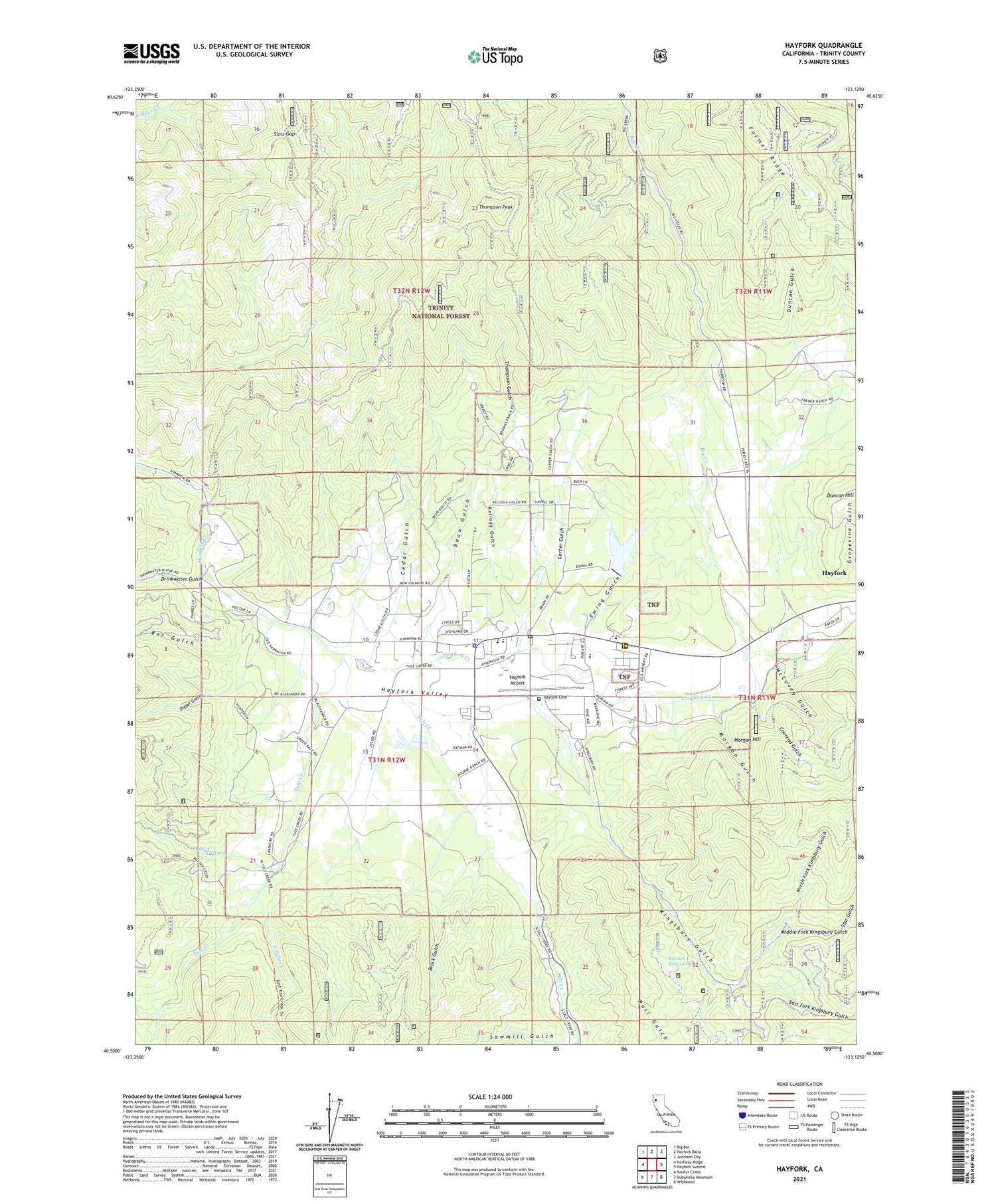 Hayfork California US Topo Map Image