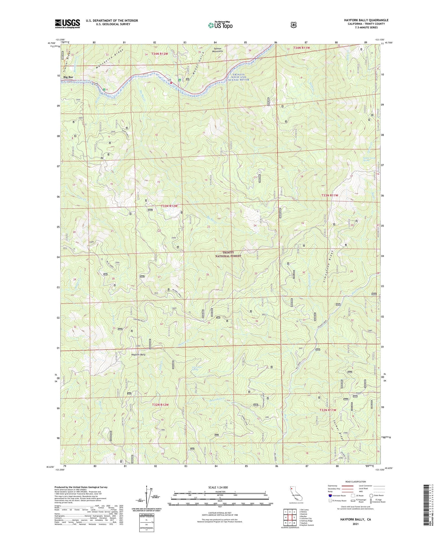 Hayfork Bally California US Topo Map Image
