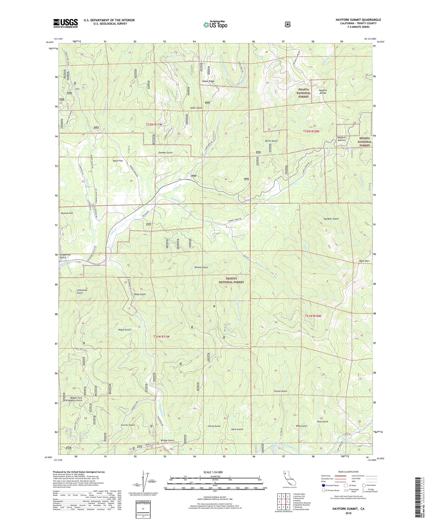 Hayfork Summit California US Topo Map Image