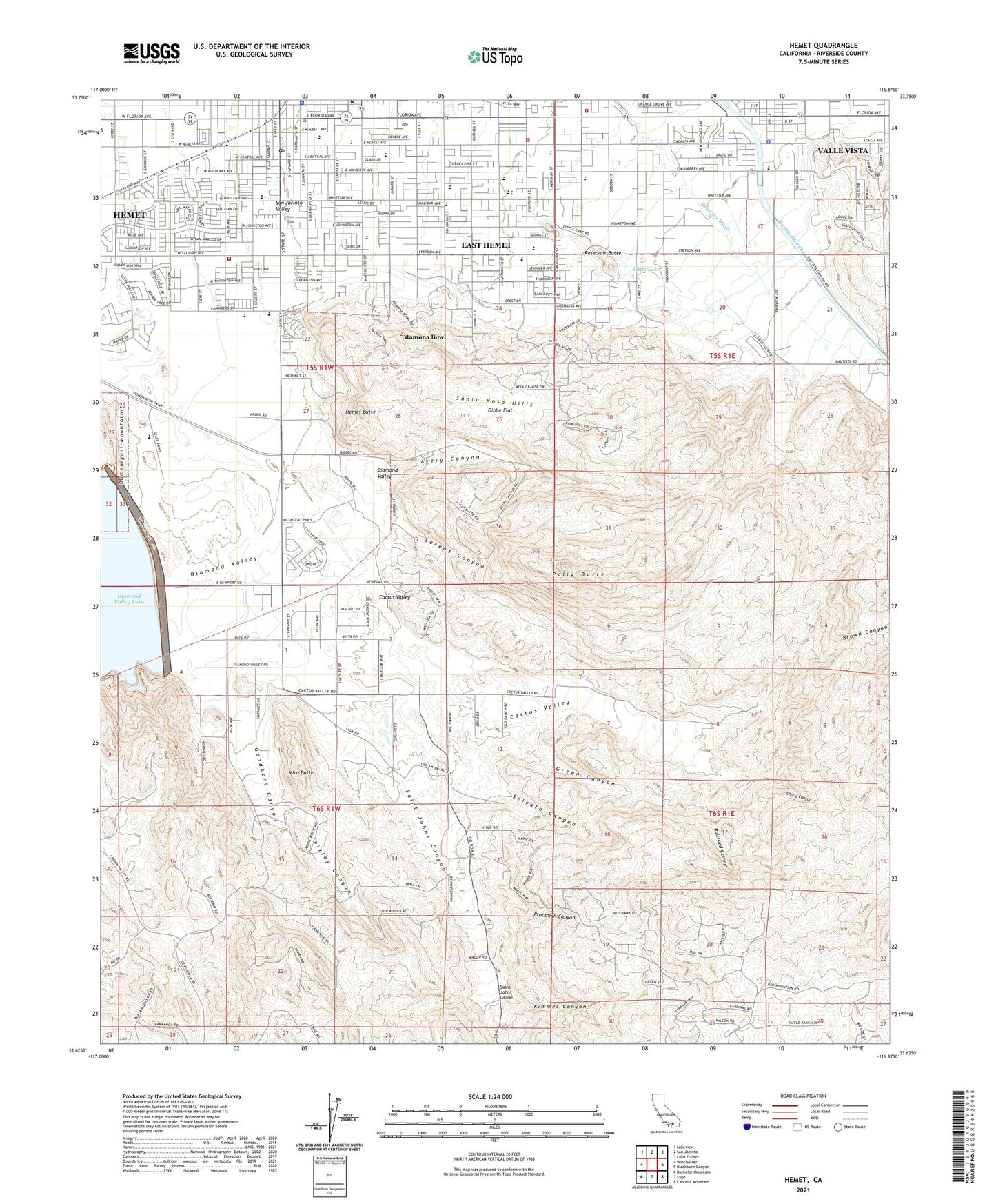Hemet California US Topo Map Image