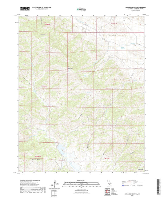 Hernandez Reservoir California US Topo Map Image