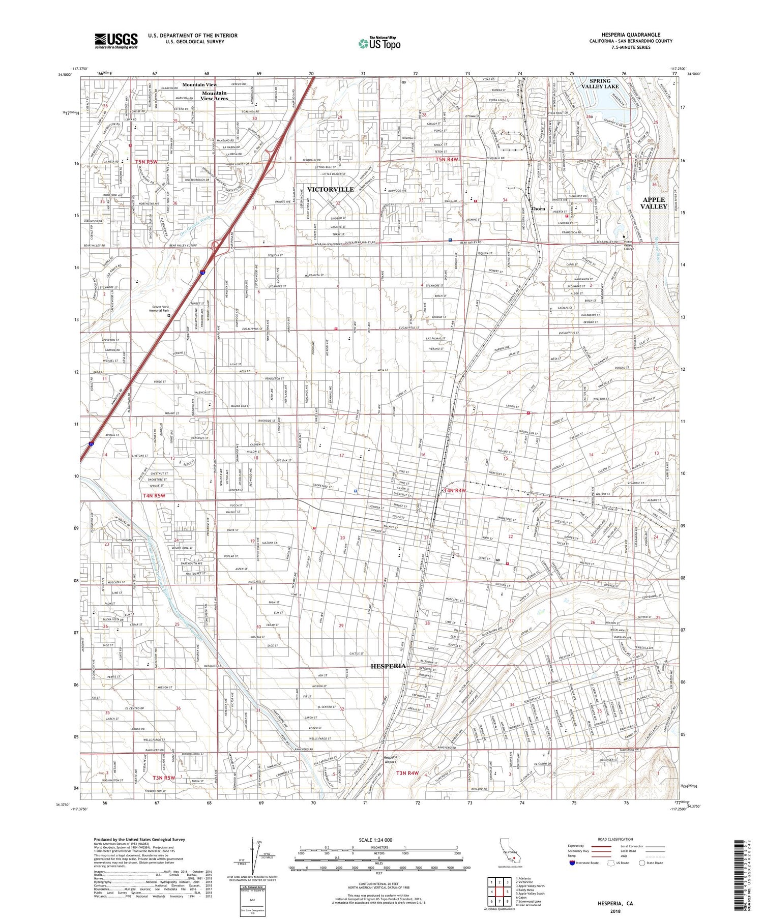 Hesperia California US Topo Map Image