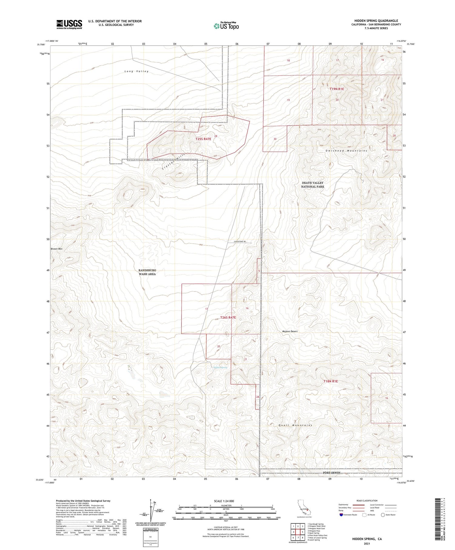 Hidden Spring California US Topo Map Image