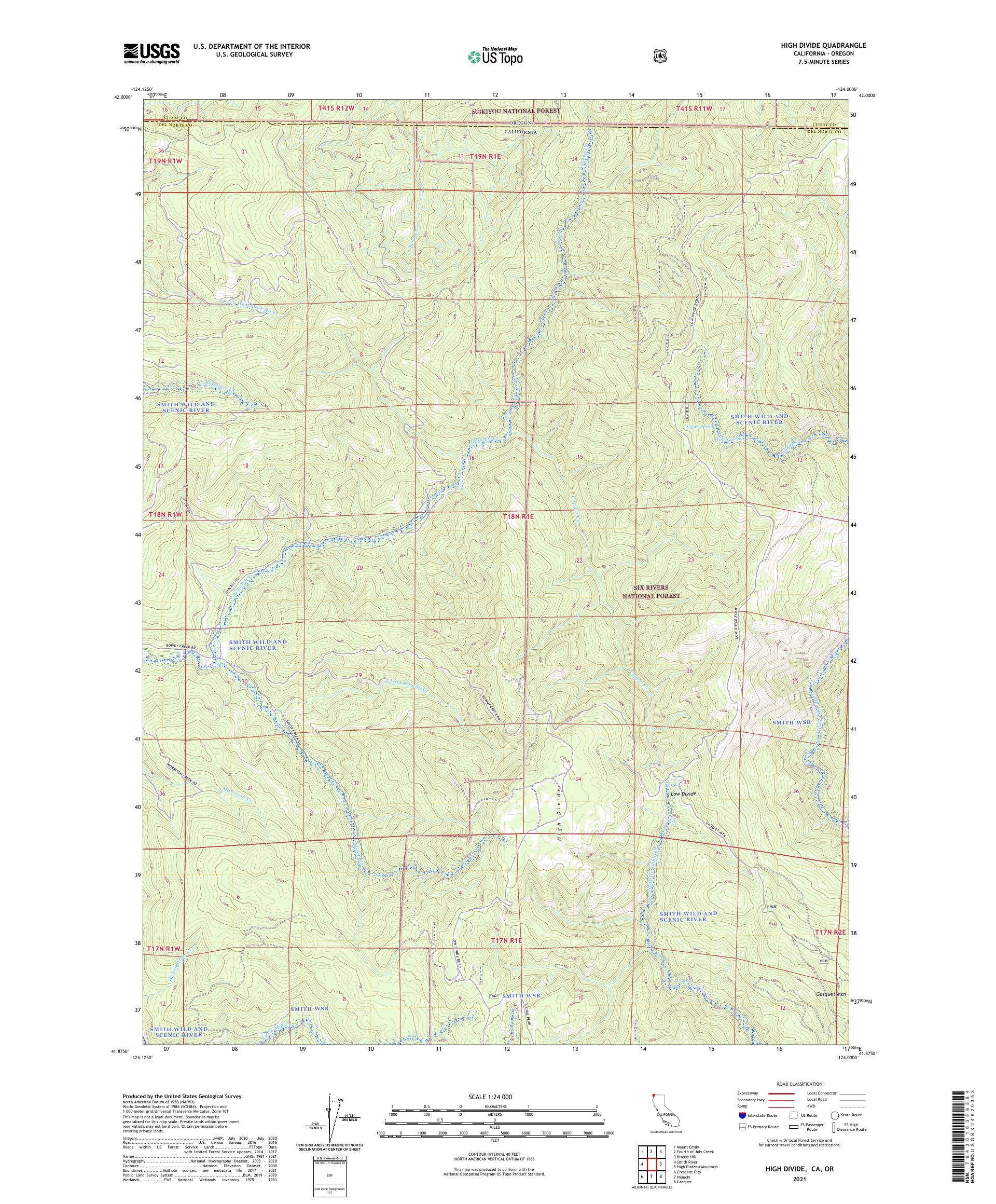 High Divide California US Topo Map – MyTopo Map Store