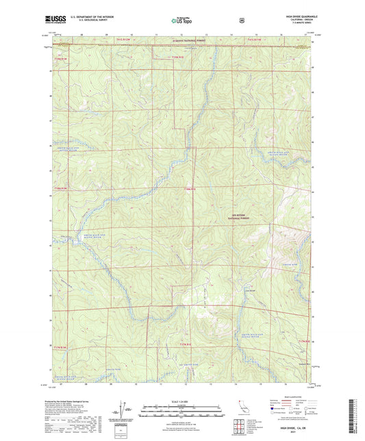 High Divide California US Topo Map Image