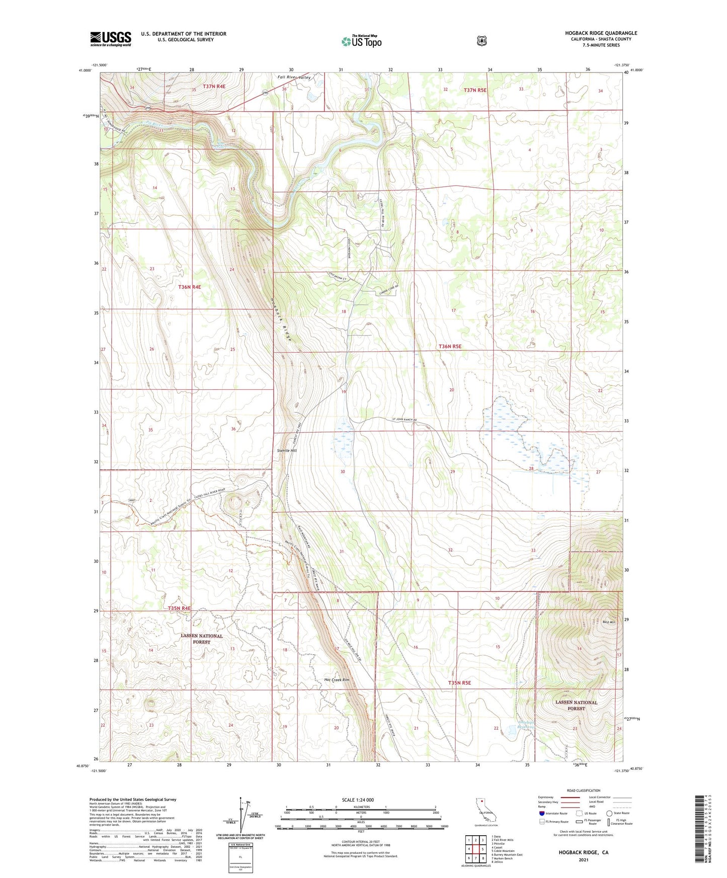 Hogback Ridge California US Topo Map Image