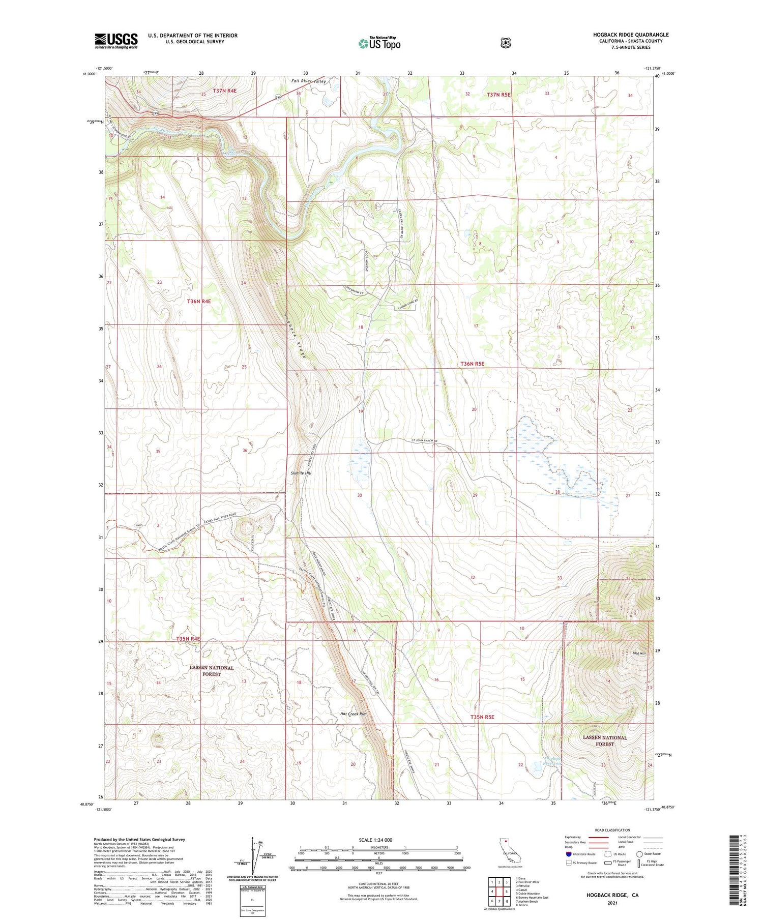 Hogback Ridge California US Topo Map Image