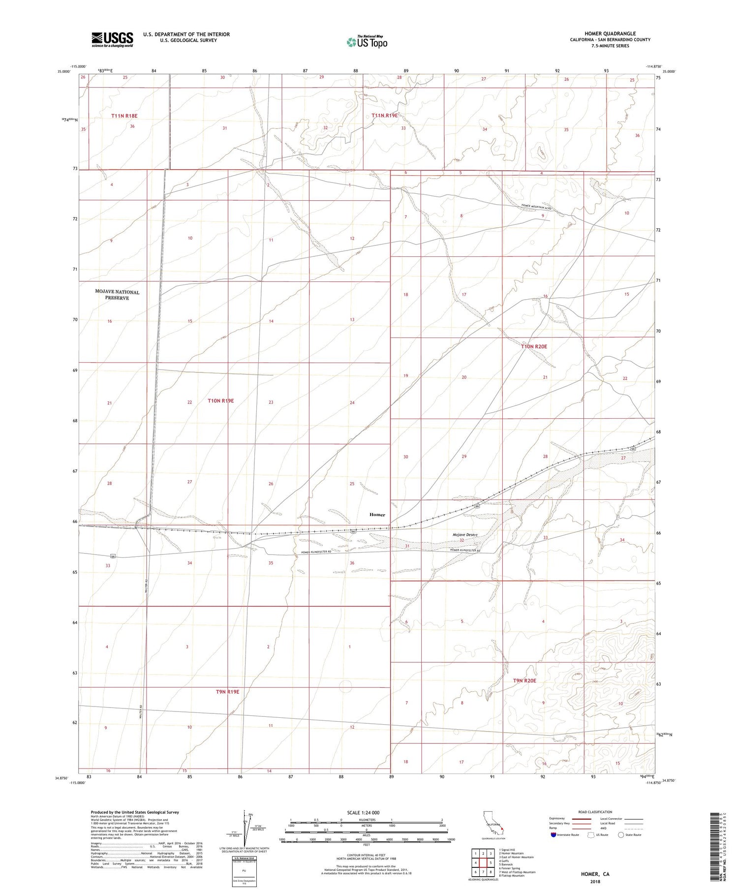 Homer California US Topo Map Image