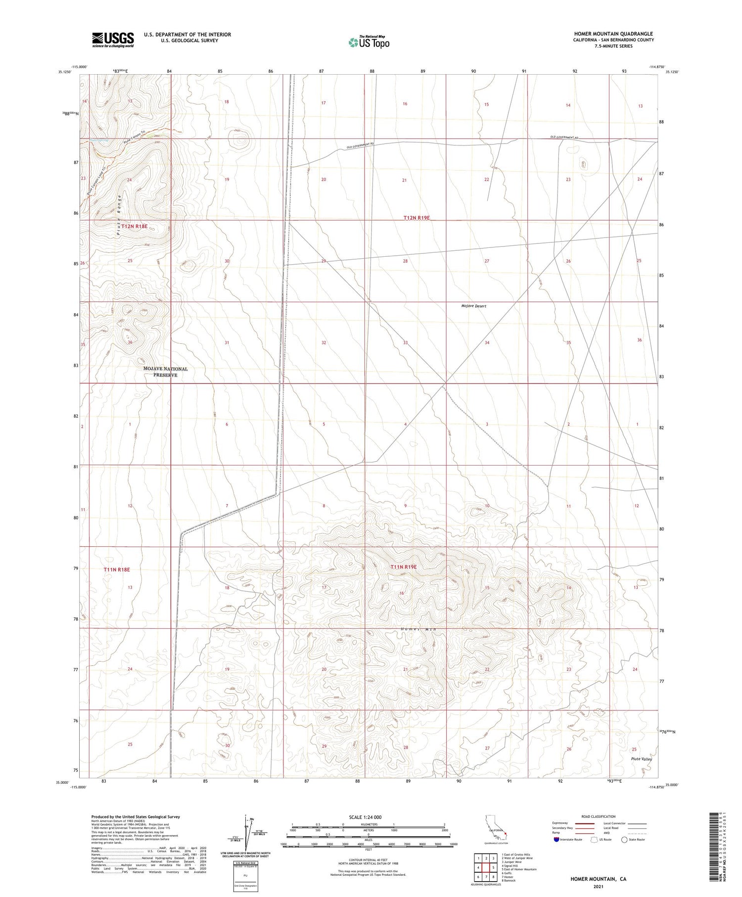 Homer Mountain California US Topo Map Image