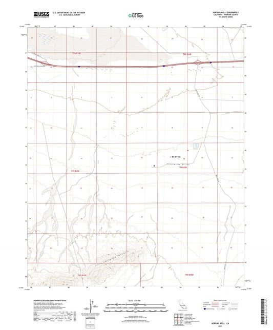 Hopkins Well California US Topo Map Image
