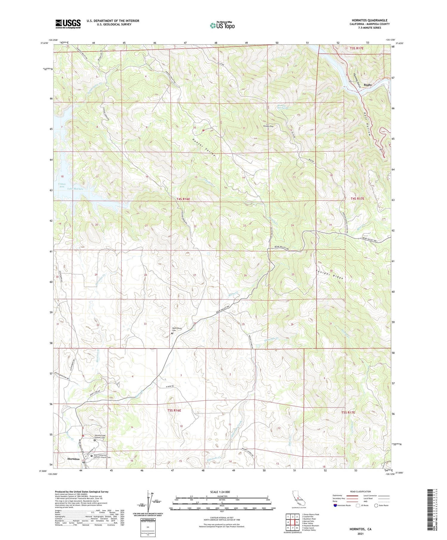 Hornitos California US Topo Map Image