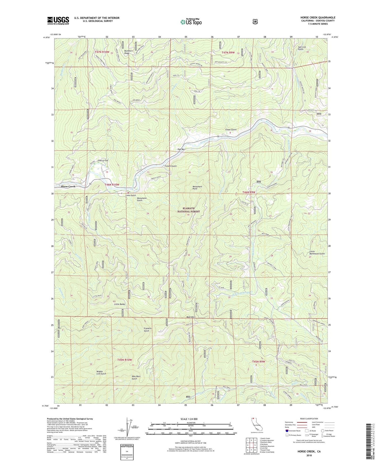 Horse Creek California US Topo Map Image