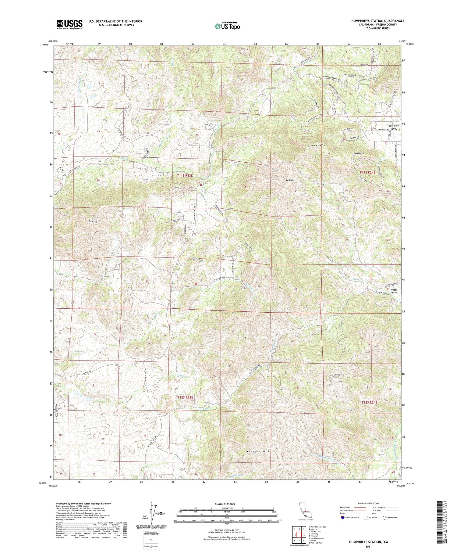 Humphreys Station California US Topo Map Image
