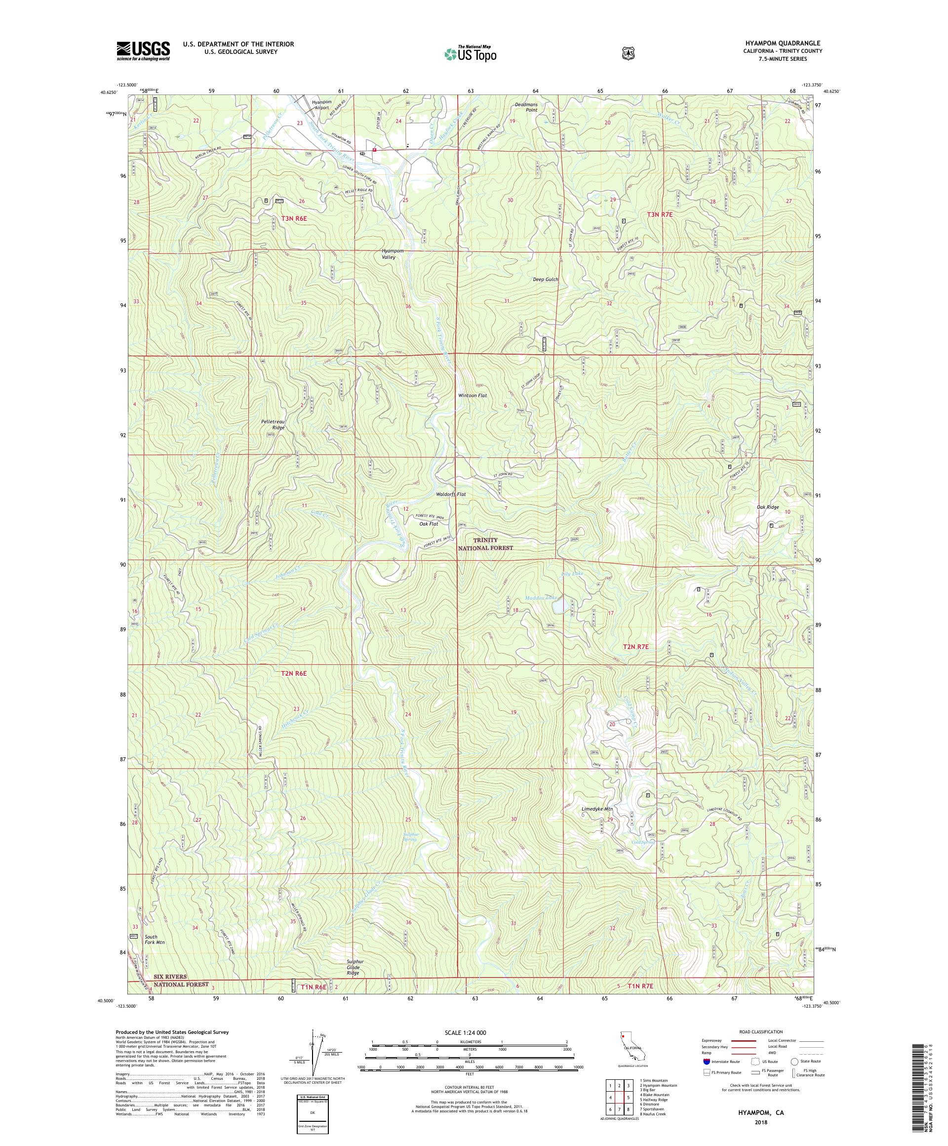 Hyampom California US Topo Map – MyTopo Map Store