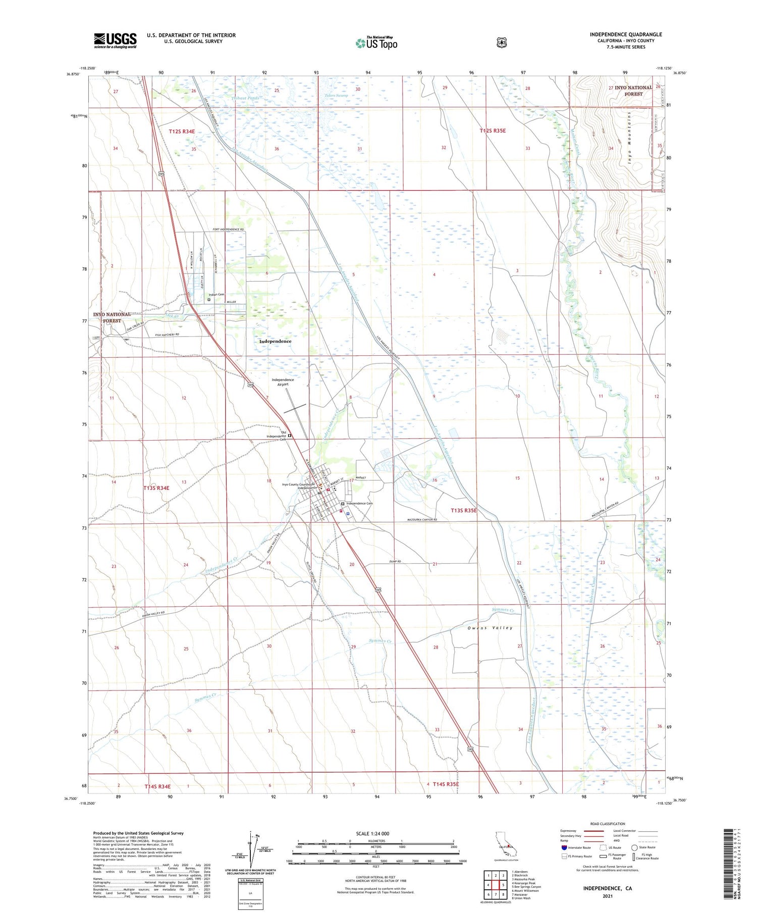 Independence California US Topo Map Image