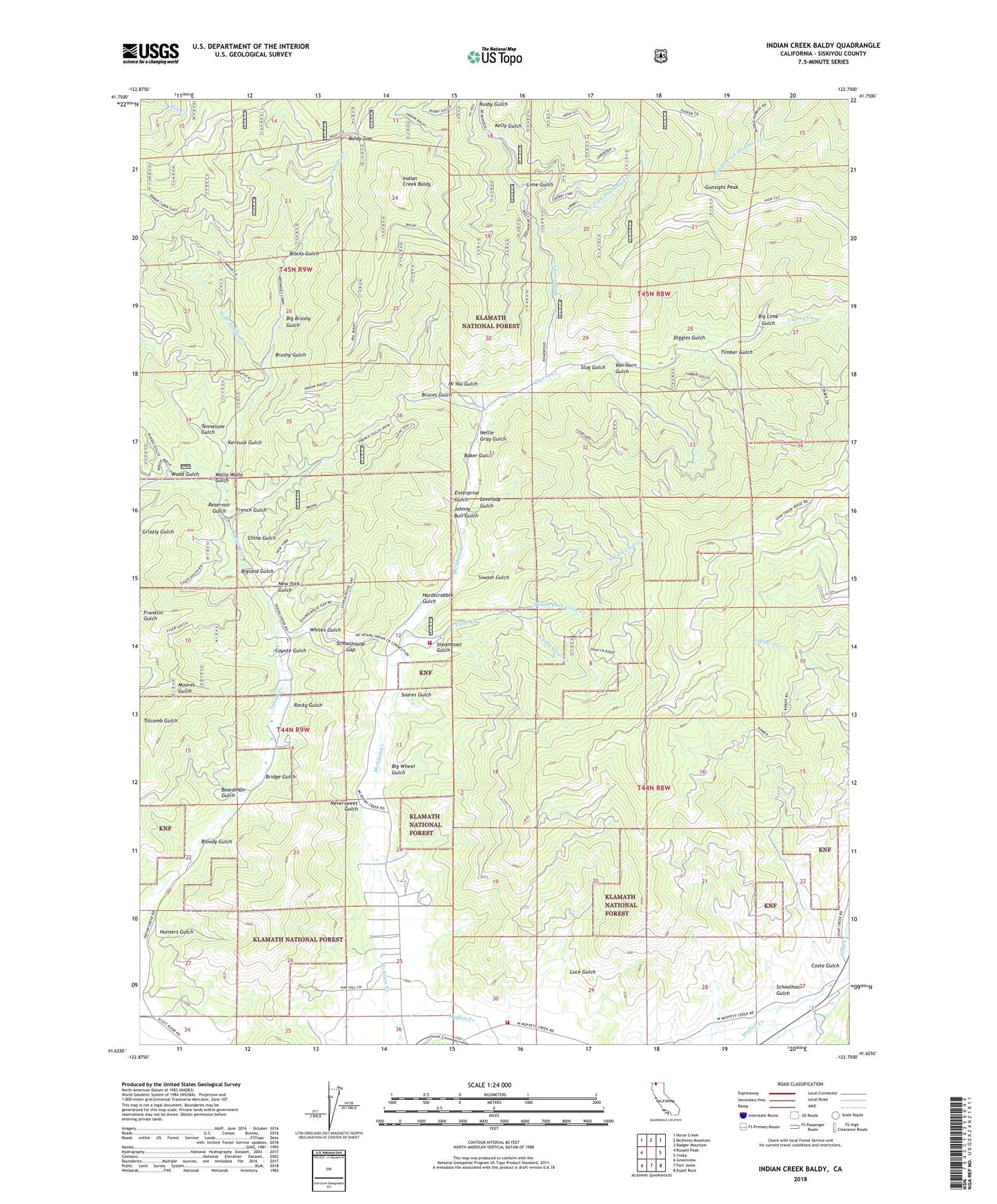 Indian Creek Baldy California US Topo Map Image