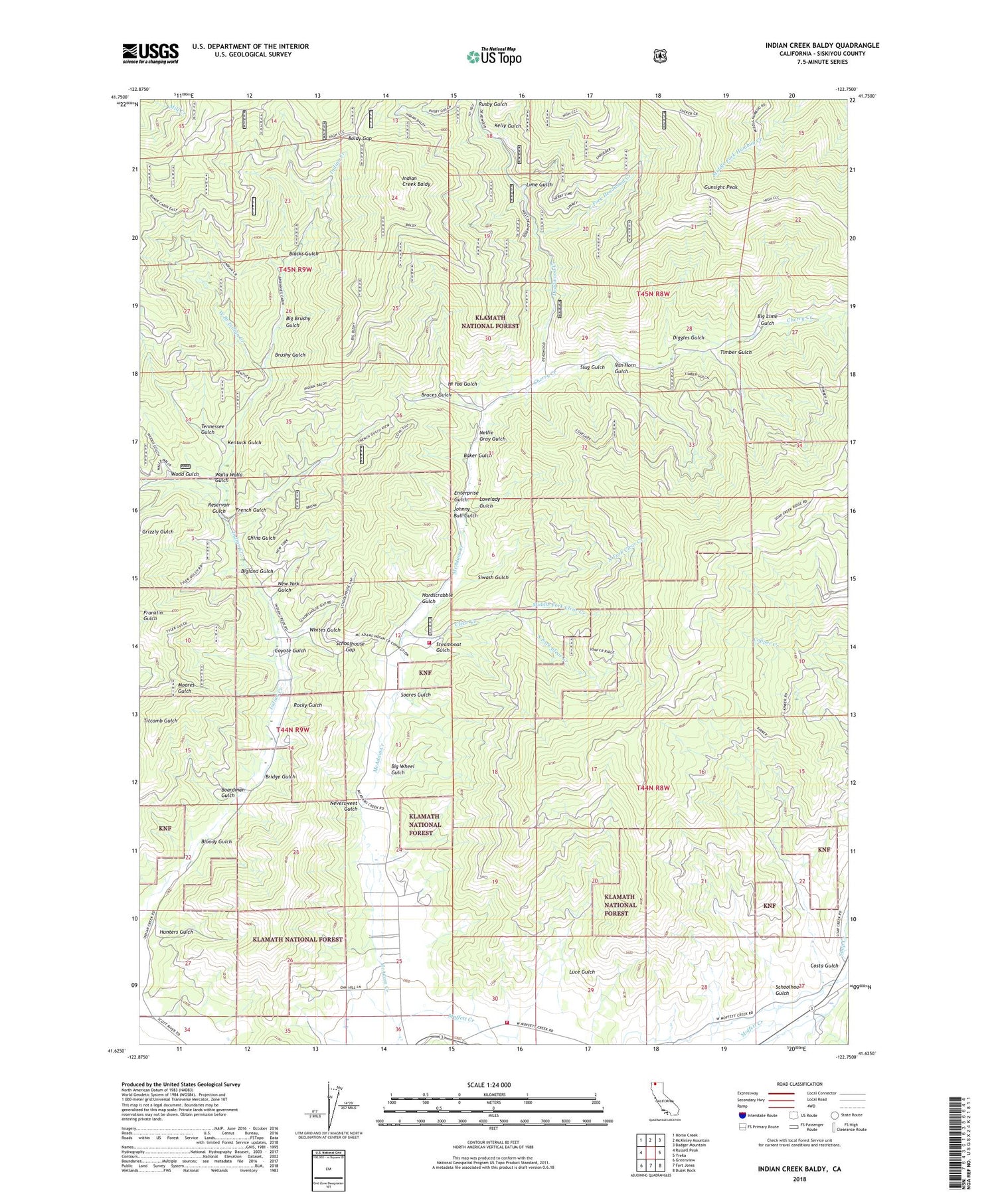 Indian Creek Baldy California US Topo Map Image