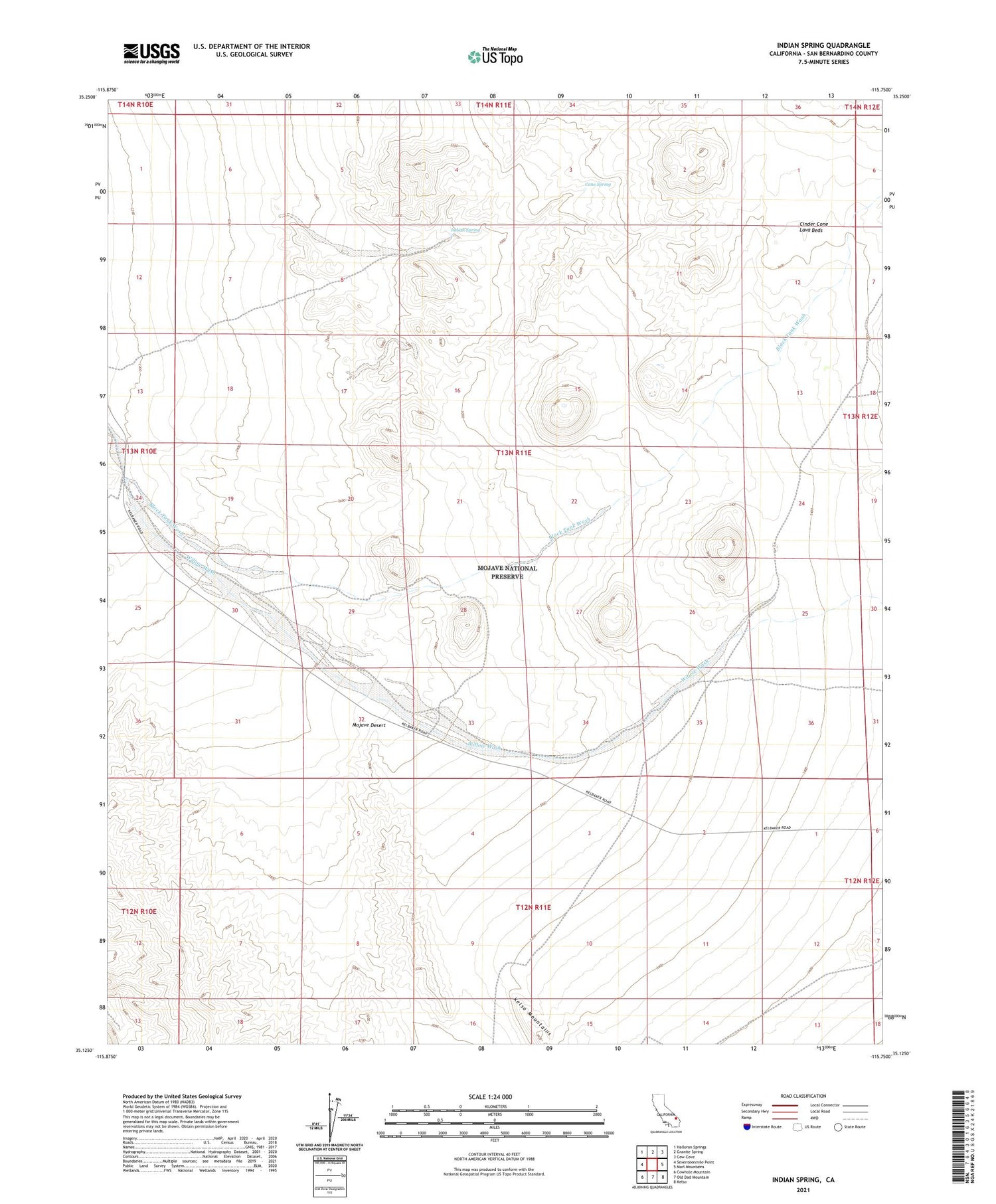 Indian Spring California US Topo Map Image