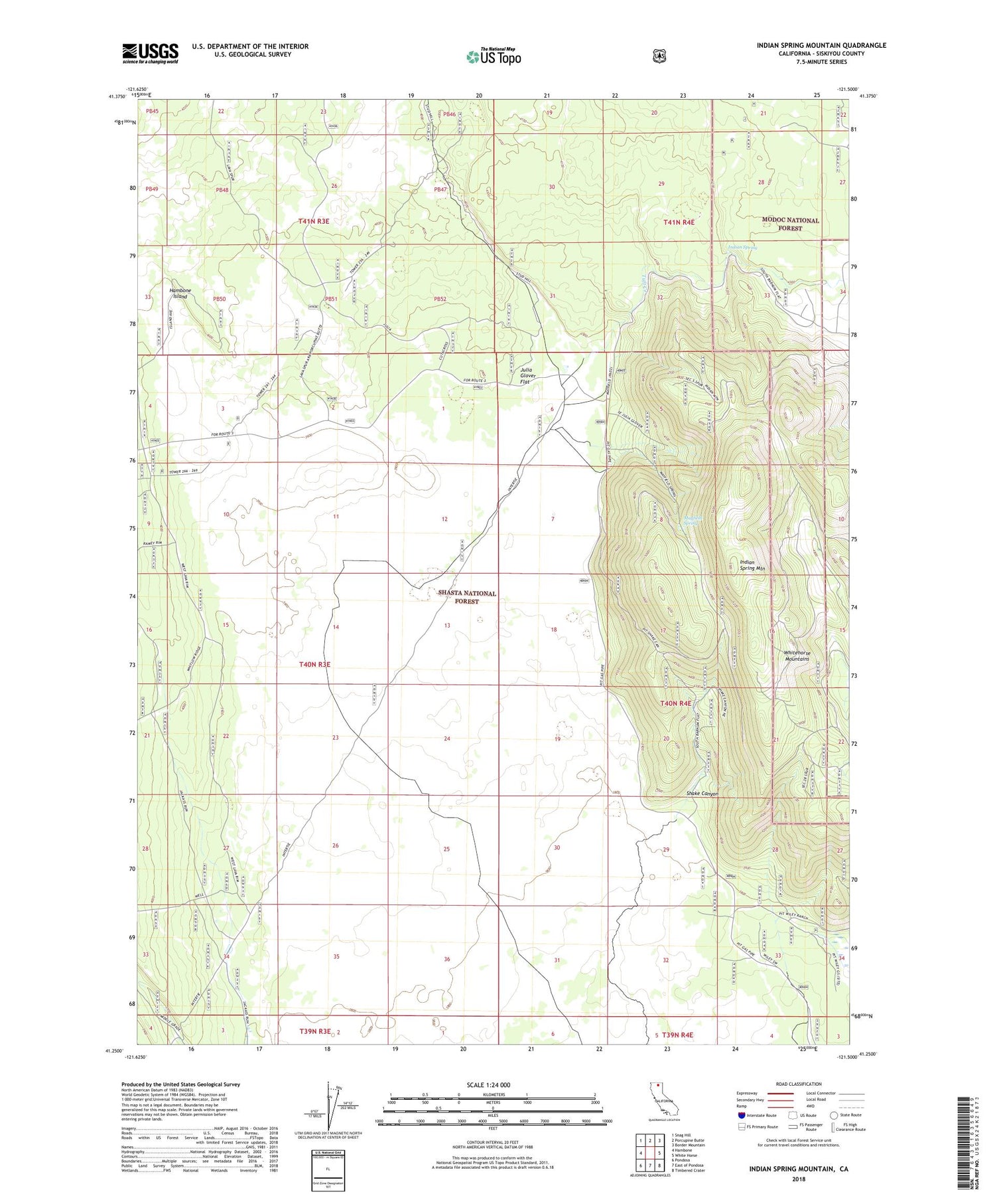 Indian Spring Mountain California US Topo Map Image