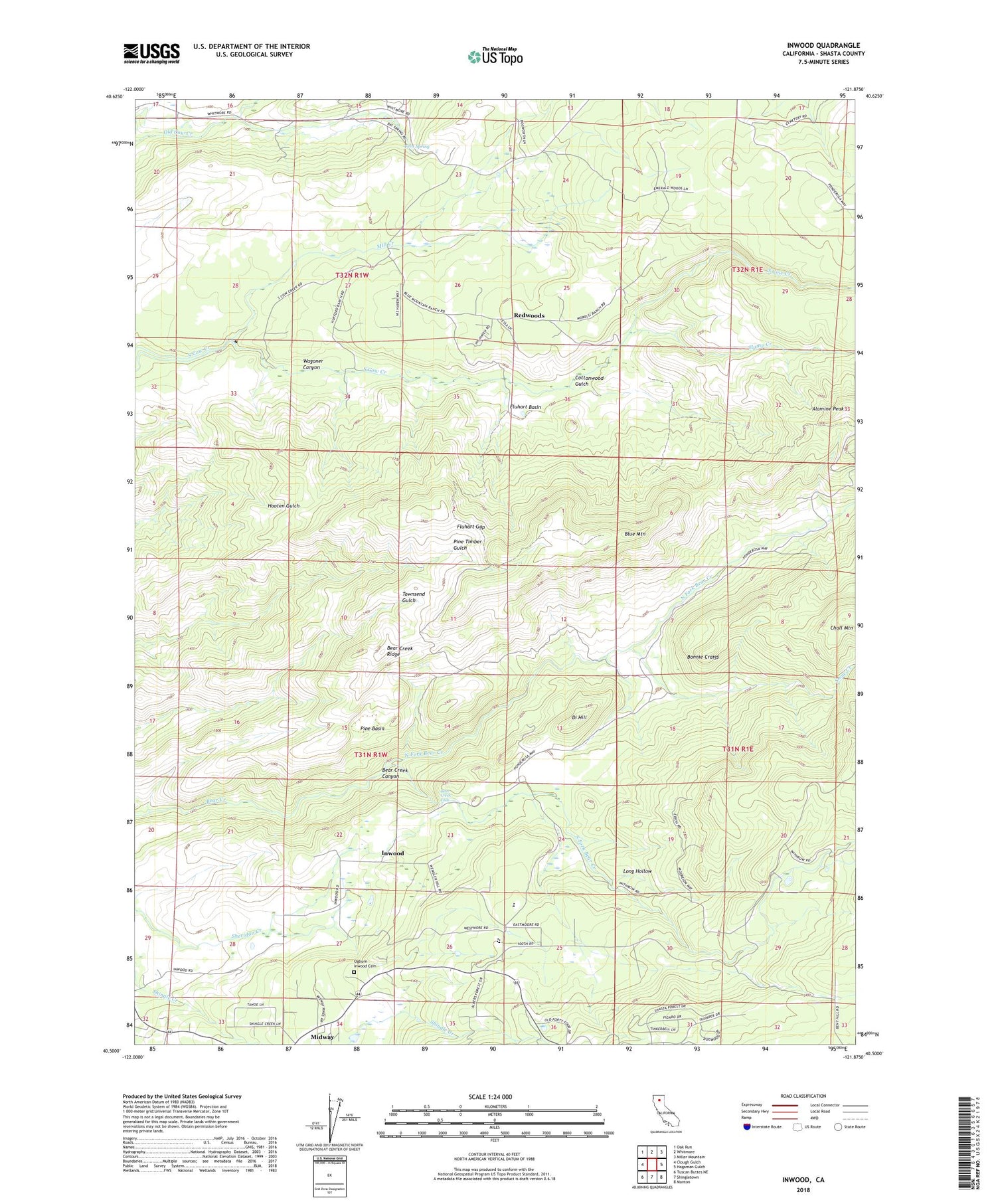 Inwood California US Topo Map Image