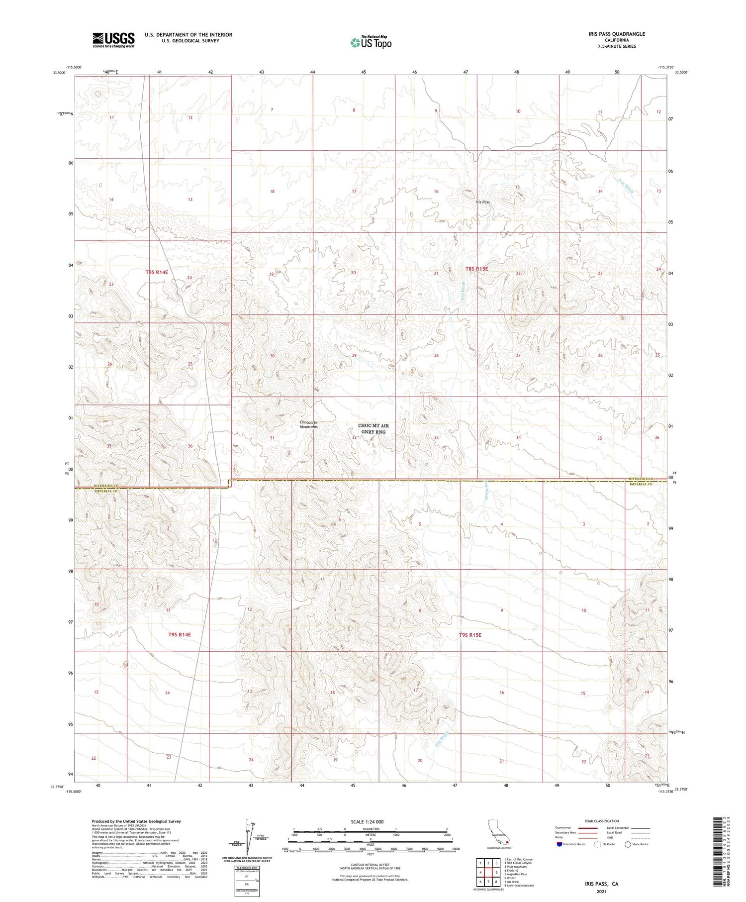 Iris Pass California US Topo Map Image