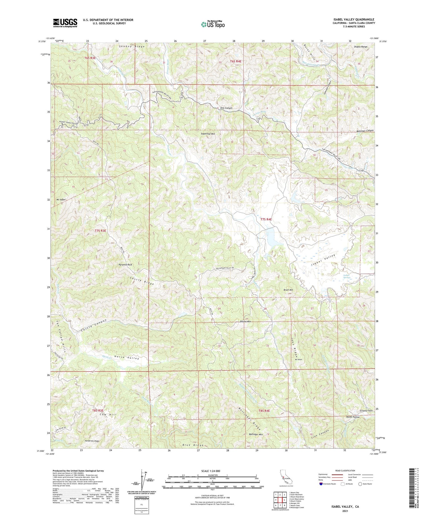 Isabel Valley California US Topo Map Image