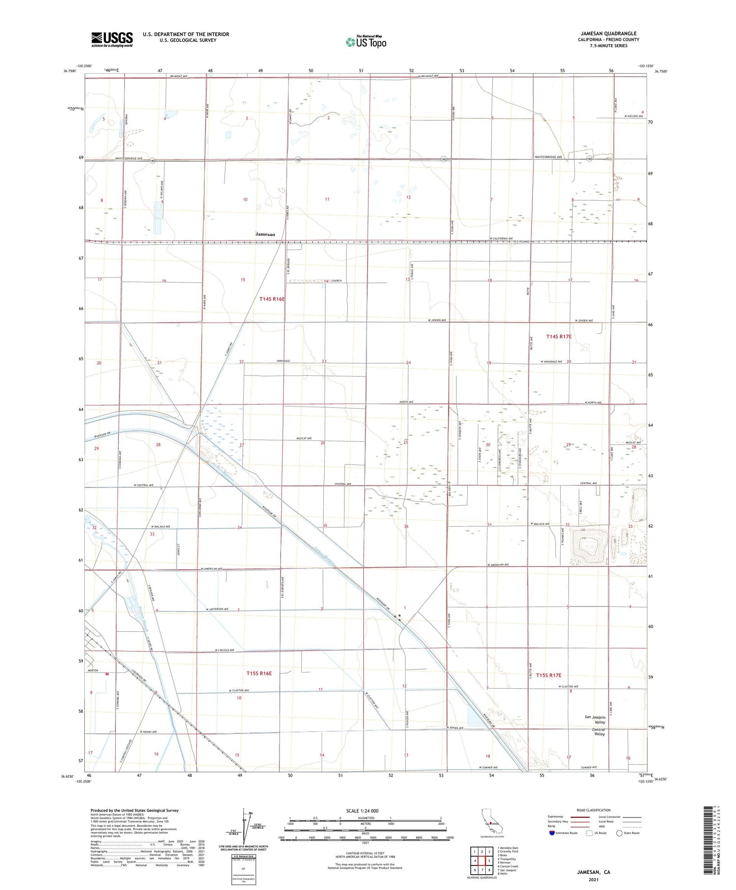 Jamesan California US Topo Map Image