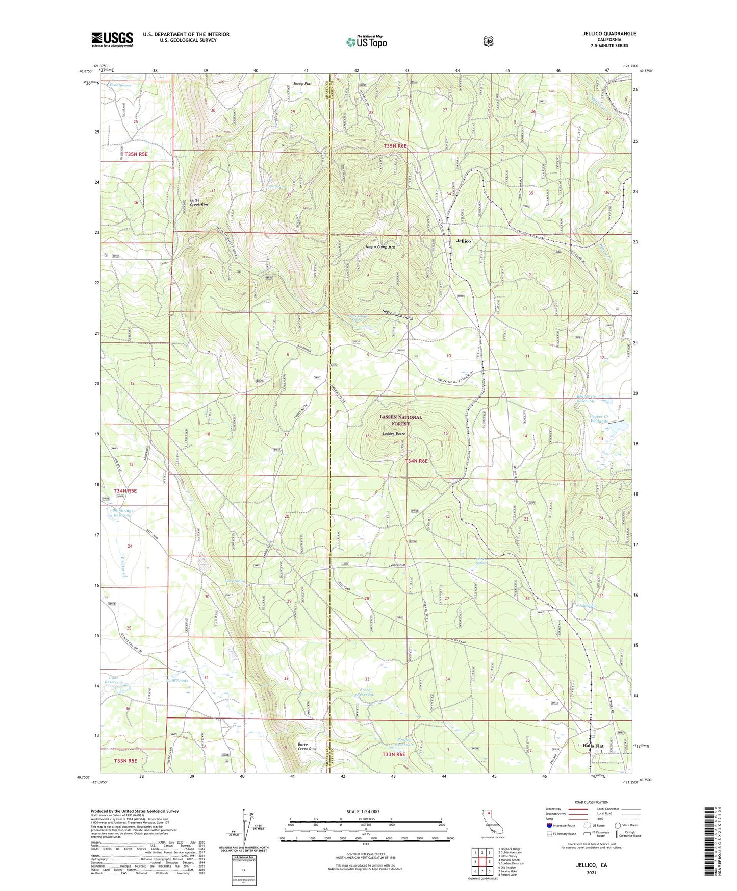 Jellico California US Topo Map Image