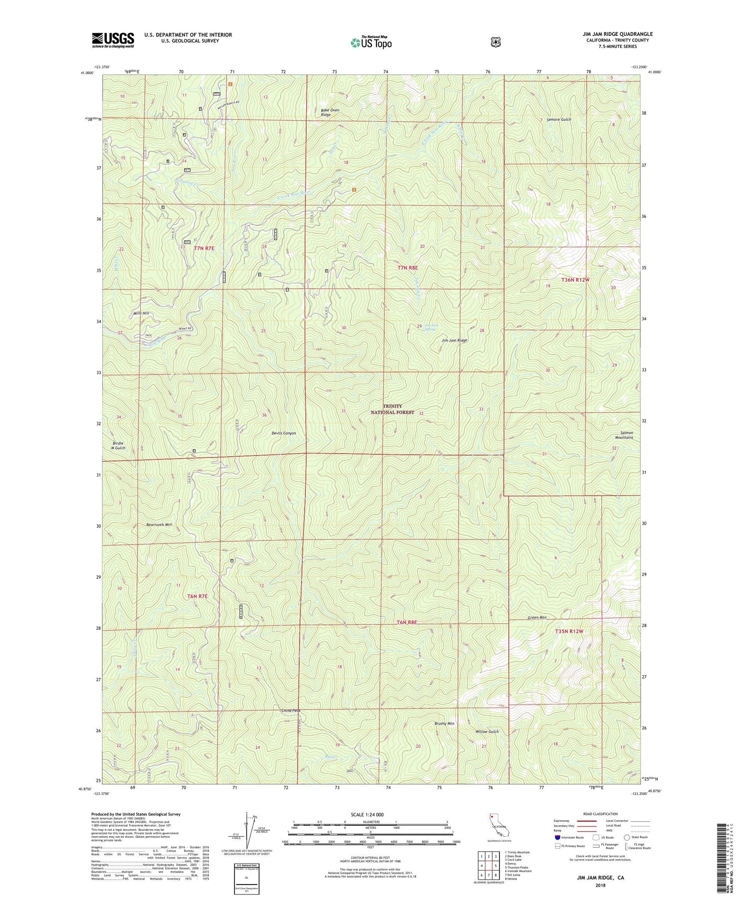 Jim Jam Ridge California US Topo Map Image