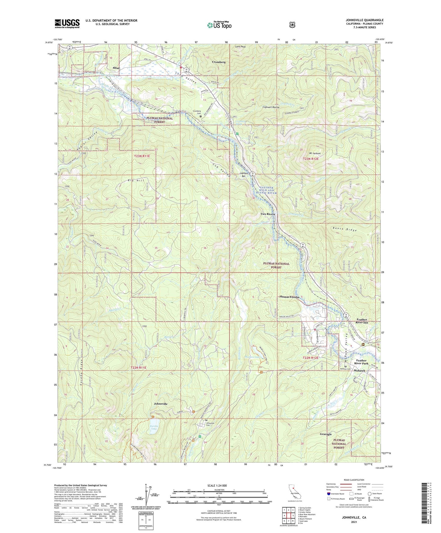 Johnsville California US Topo Map Image