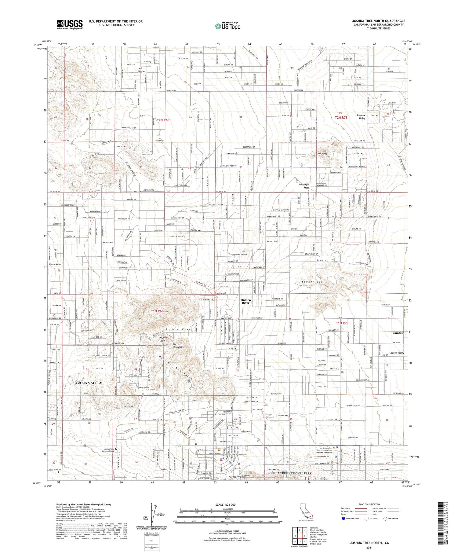 Joshua Tree North California US Topo Map Image