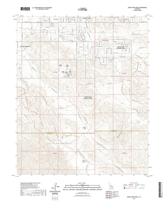 Joshua Tree South California US Topo Map Image