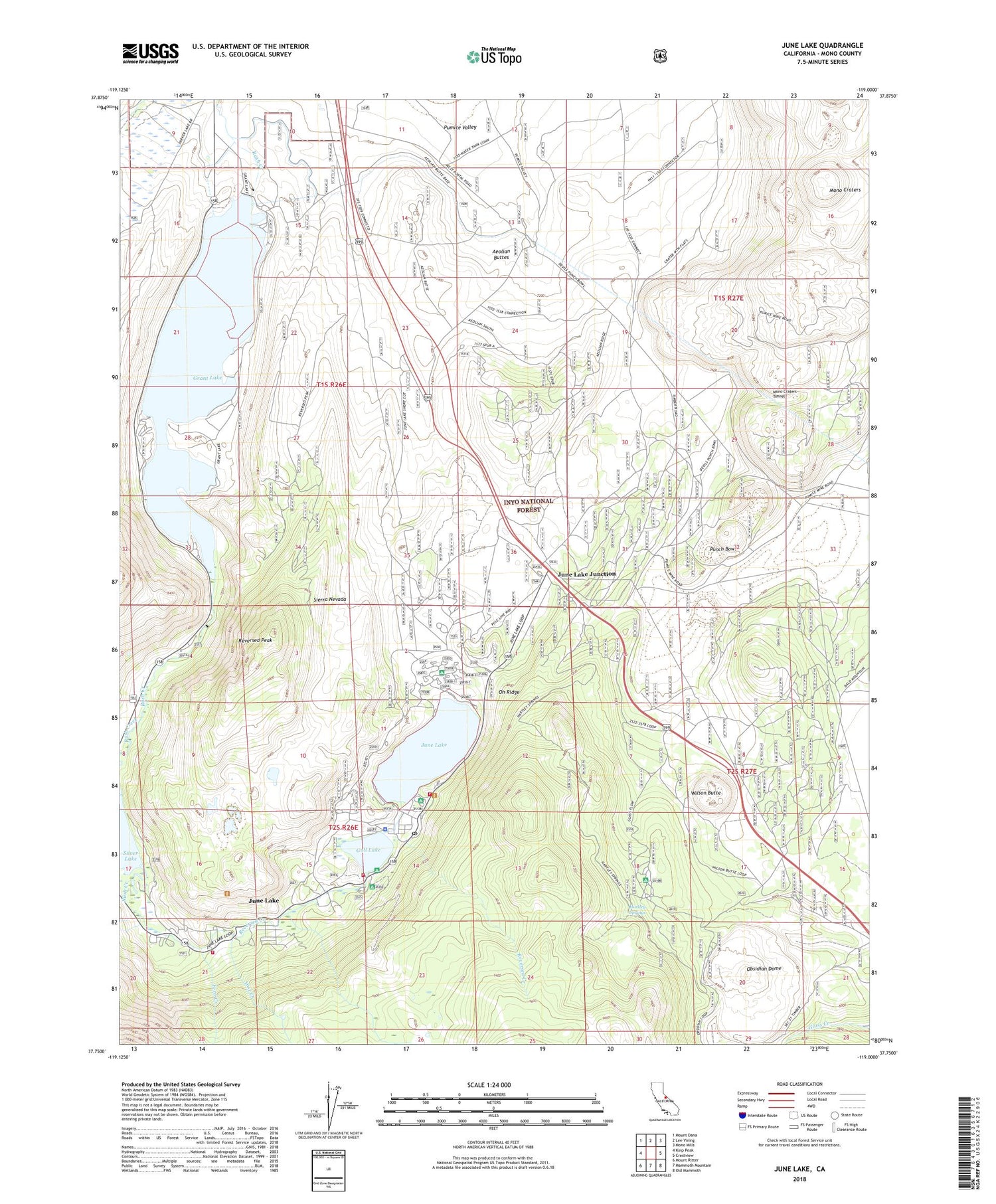 June Lake California US Topo Map Image