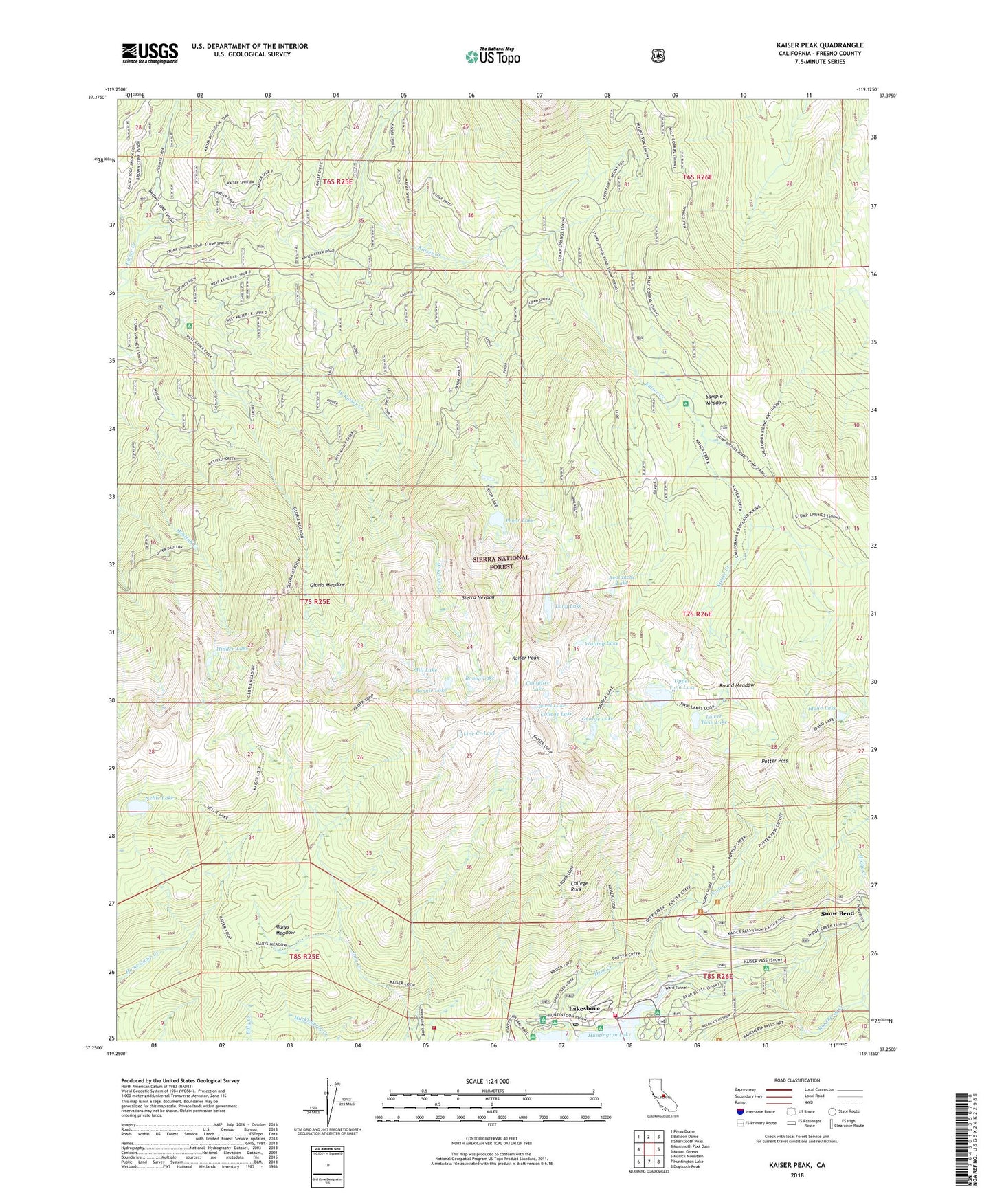 Kaiser Peak California US Topo Map Image