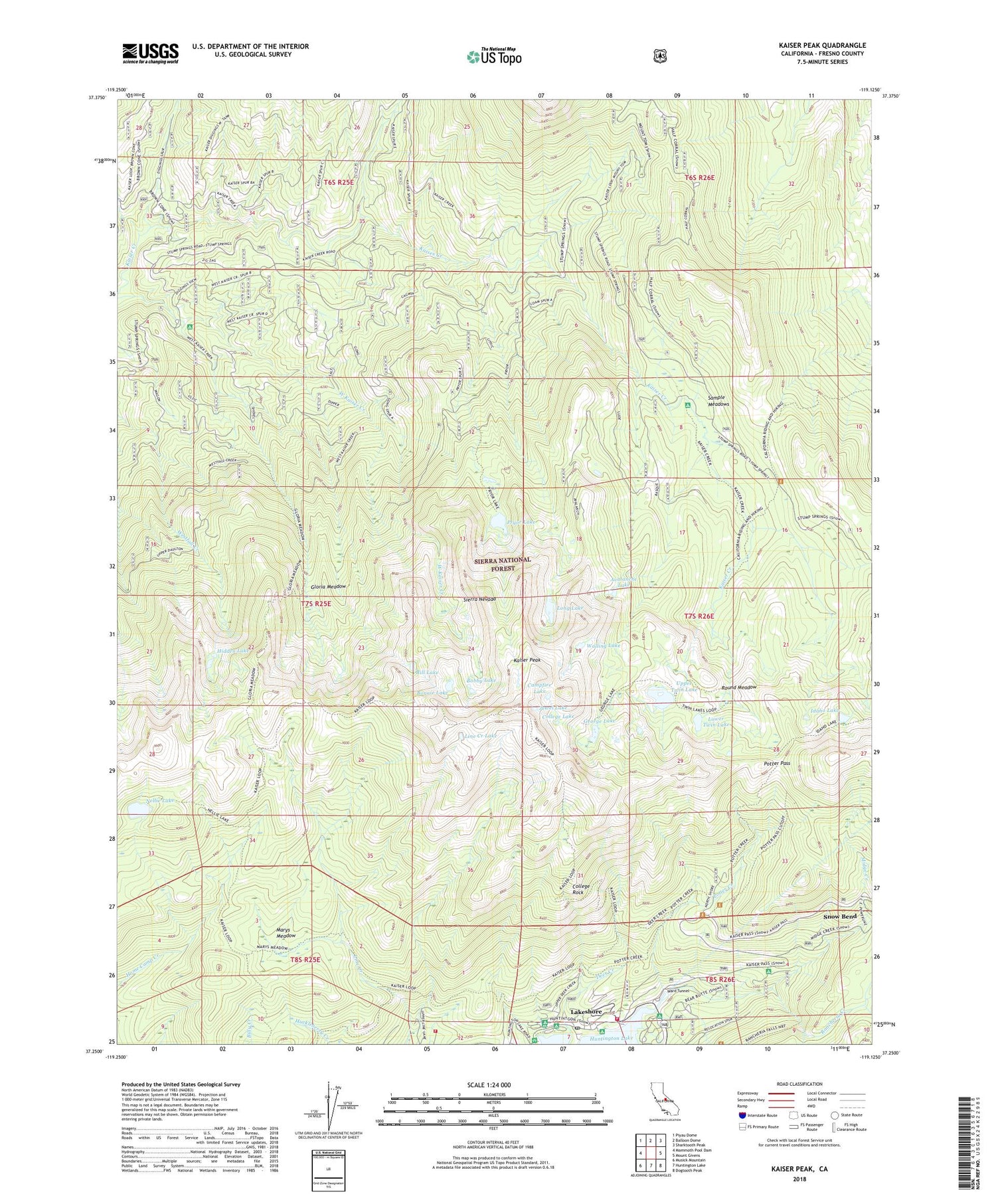 Kaiser Peak California US Topo Map Image
