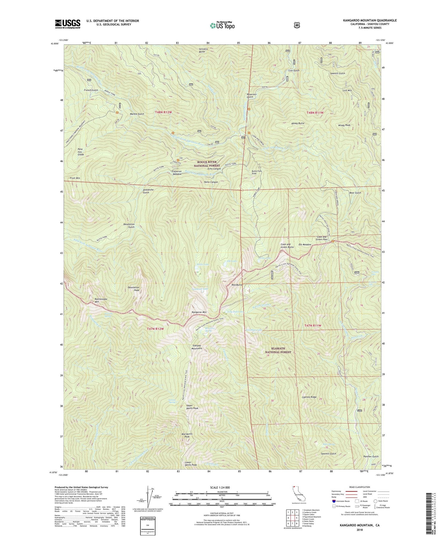 Kangaroo Mountain California US Topo Map Image