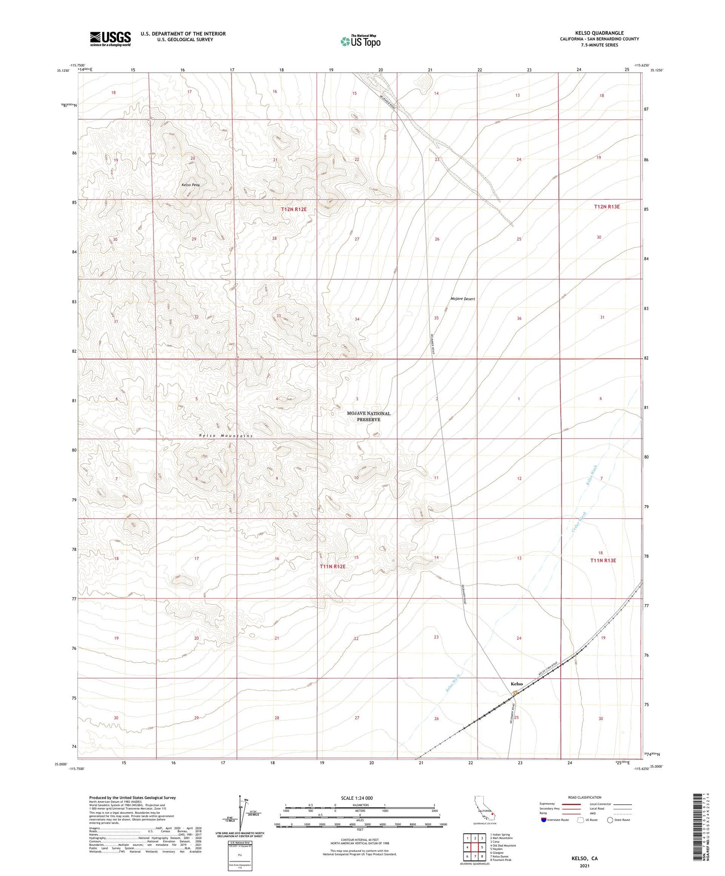 Kelso California US Topo Map Image