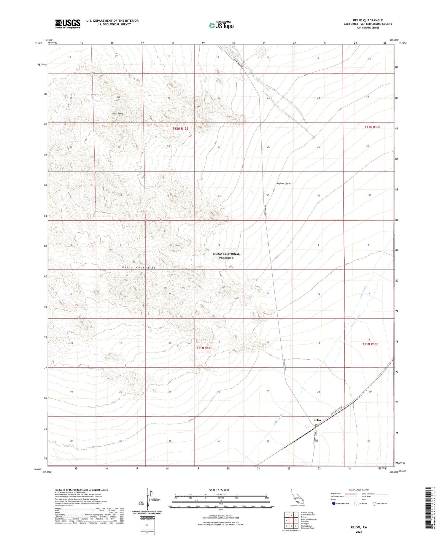 Kelso California US Topo Map Image
