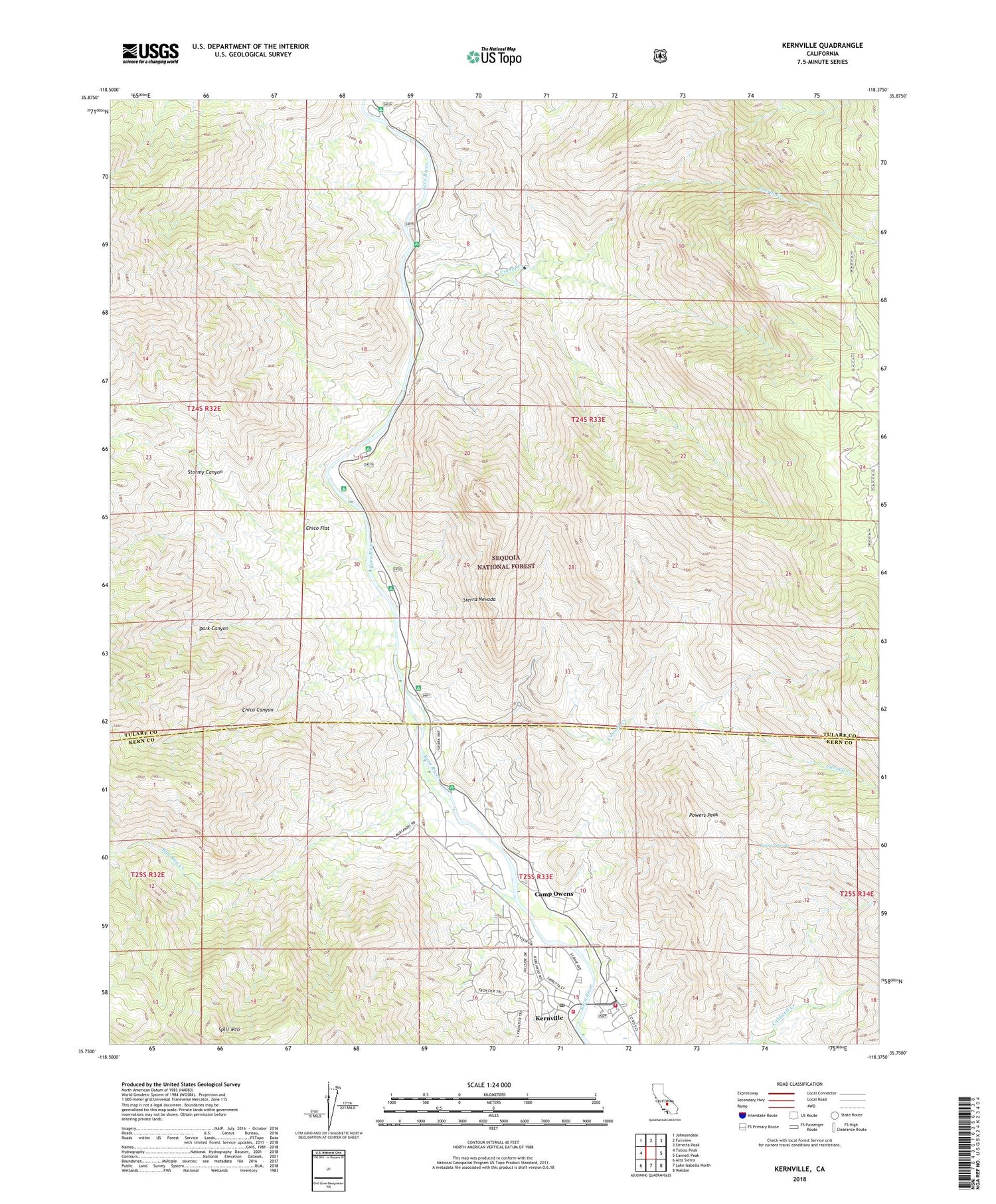 Kernville California US Topo Map Image