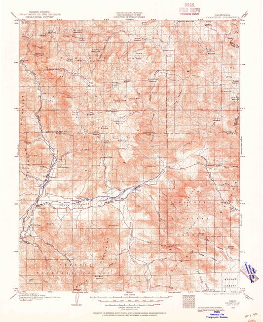 Historic 1906 Kernville California 30'x30' Topo Map Image