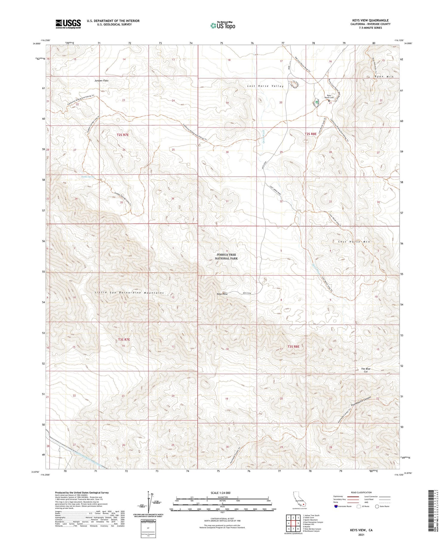 Keys View California US Topo Map Image