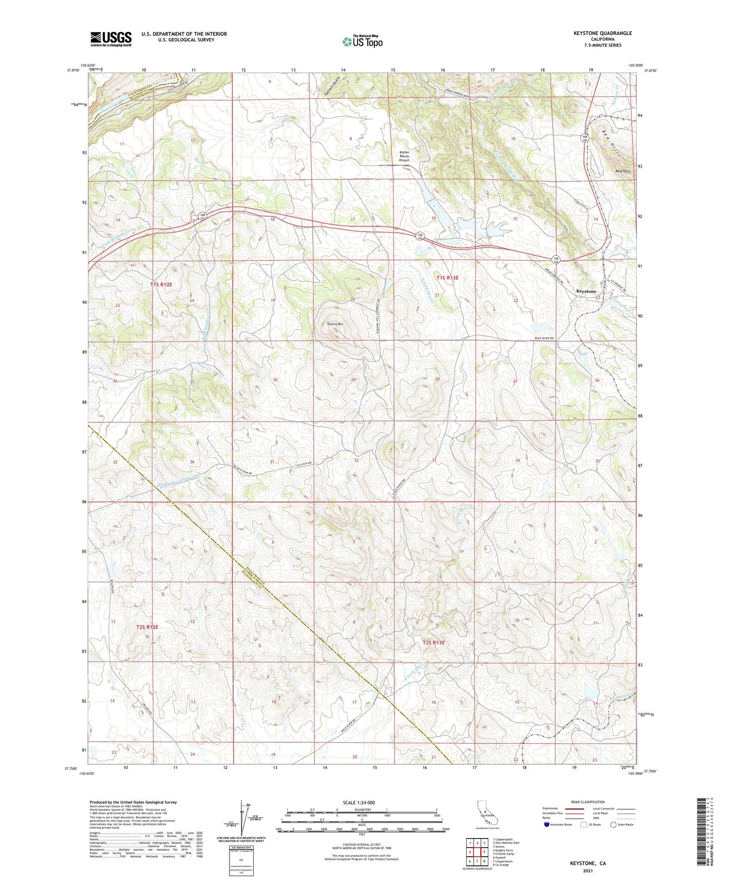 Keystone California US Topo Map Image