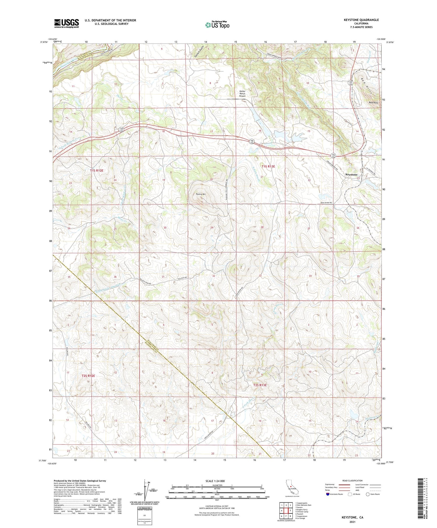 Keystone California US Topo Map Image